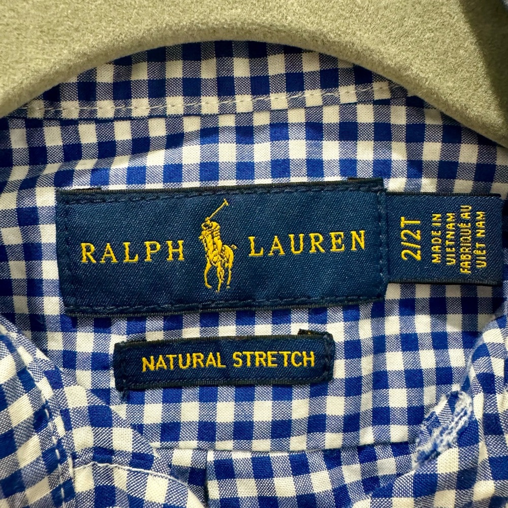 Ralph Lauren Navy Gingham Cotton Poplin Shirt - Picture 6 of 7